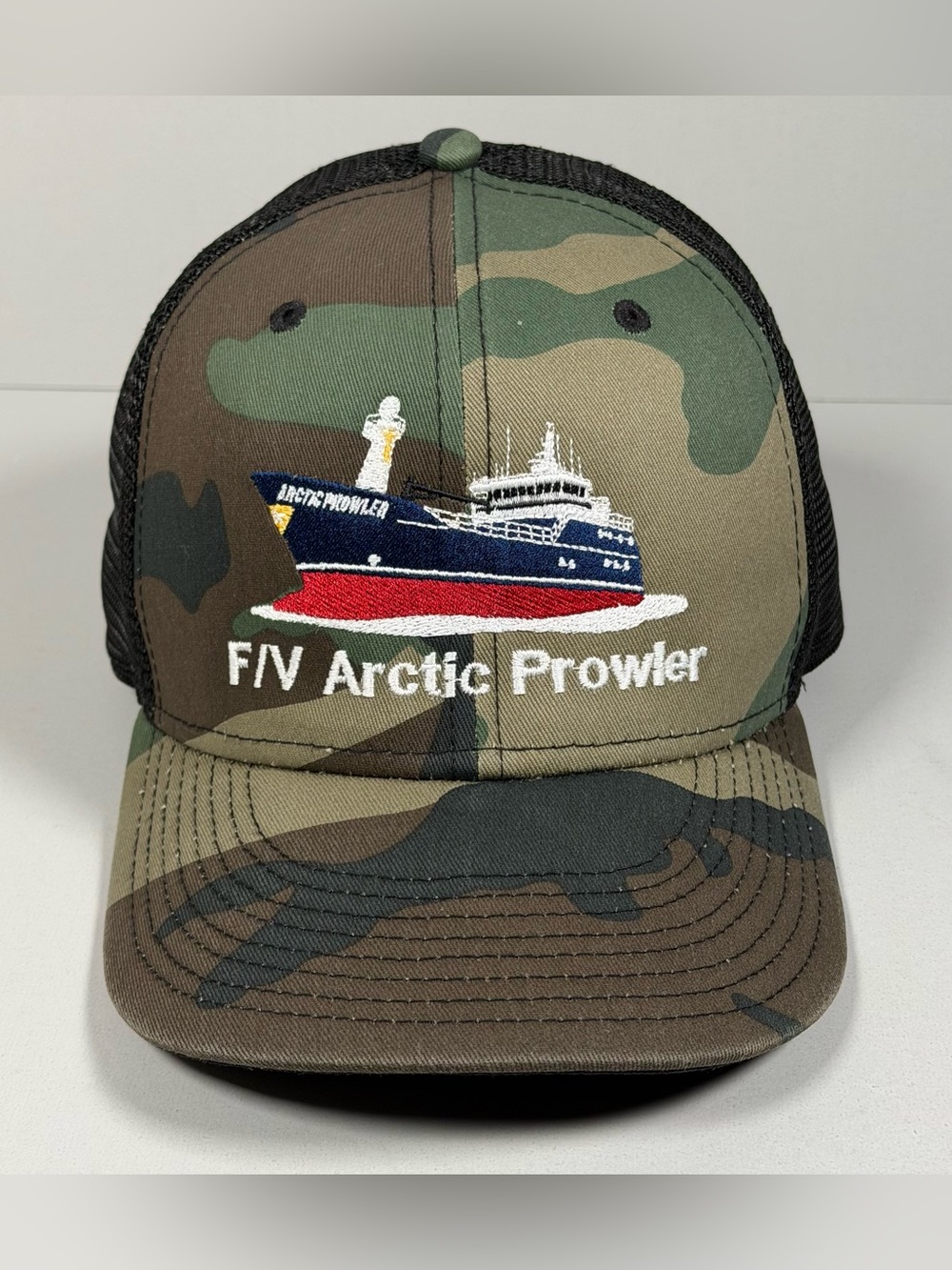 New Era F/V Arctic Prowler Camo Trucker Hat Snapback Commercial Fishing Boat Cap